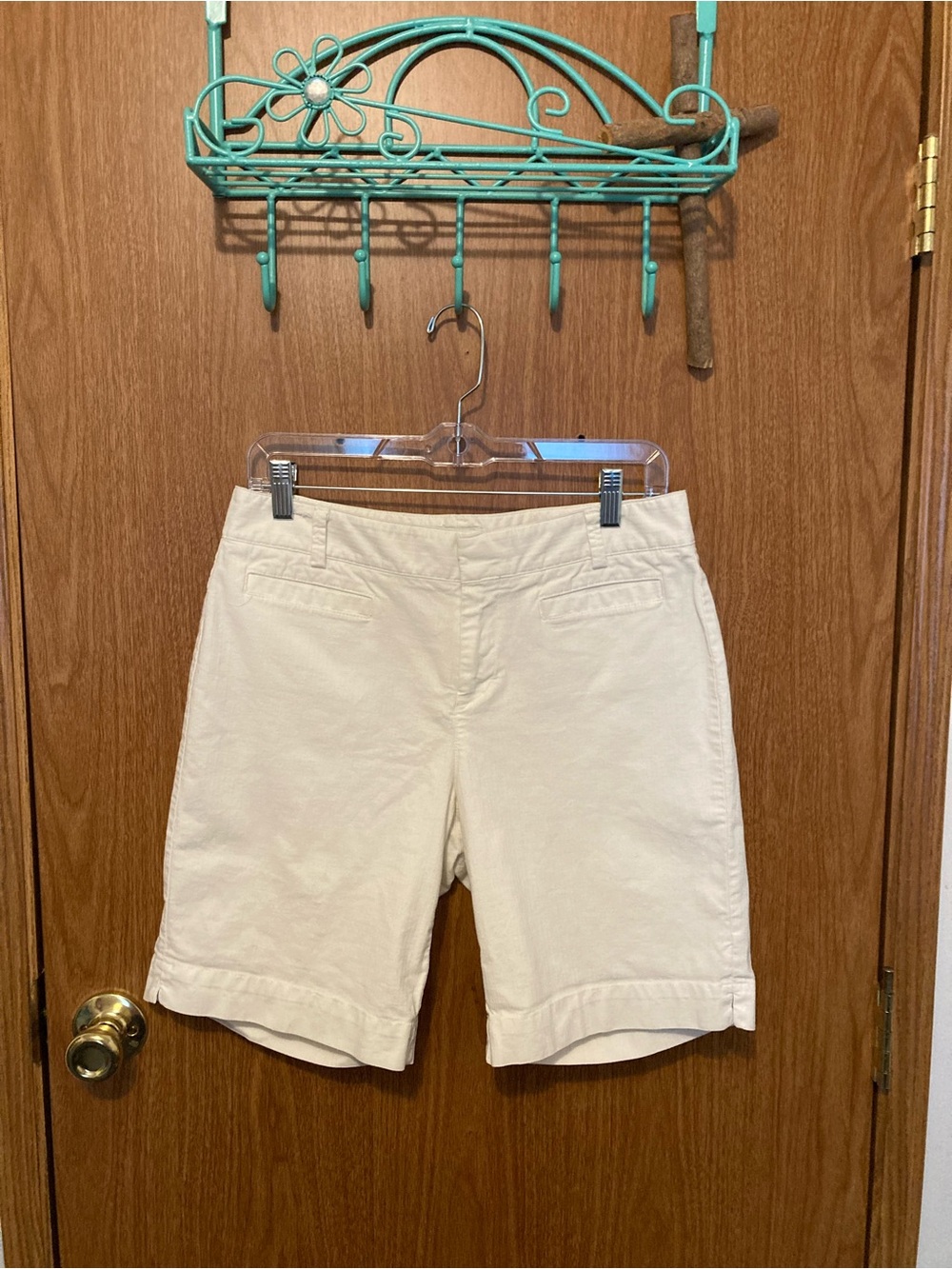 Dockers White Flat-Front Chino Bermuda Shorts